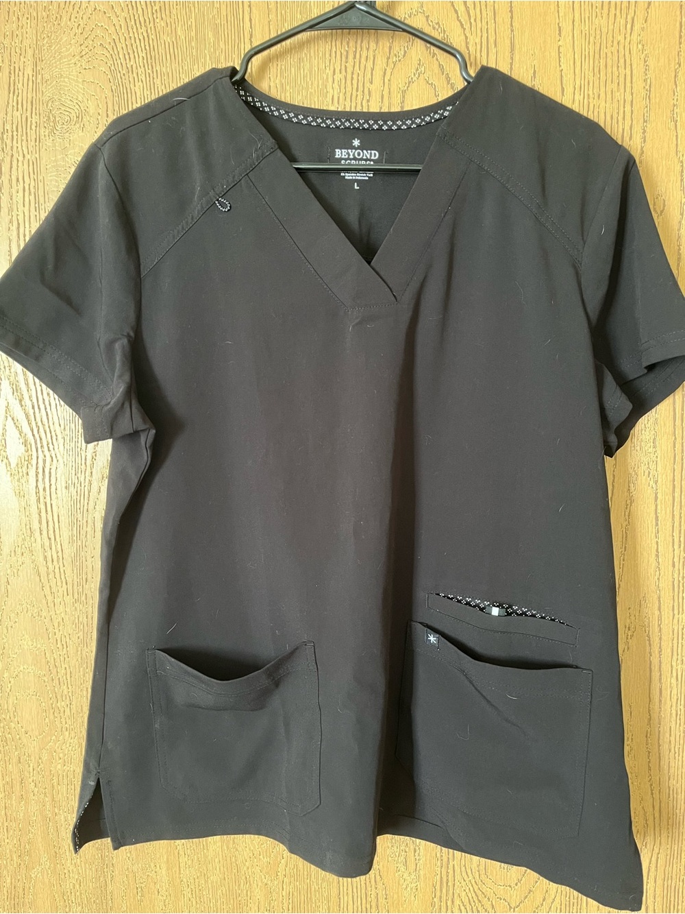 Beyond Scrubs Women’s Black V-Neck Medical Top